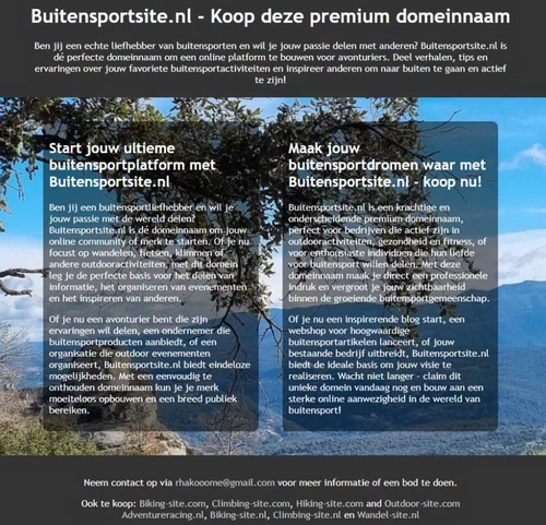 Voorbeeld van Buitensportsite.nl website