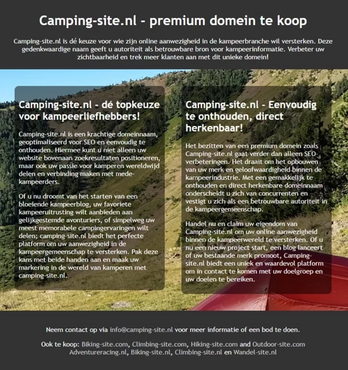 Voorbeeld van Camping-site.nl website