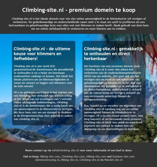 Voorbeeld van Climbing-site.nl website