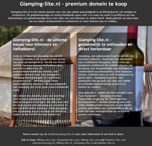 Voorbeeld van Glamping-site.nl website