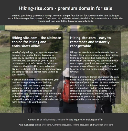 Voorbeeld van Hiking-site.com website