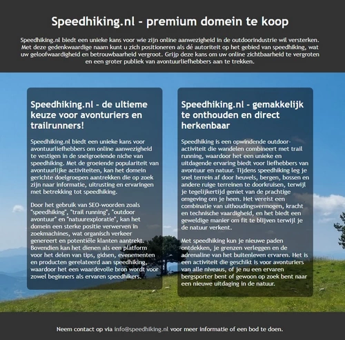 Voorbeeld van Speedhiking.nl website